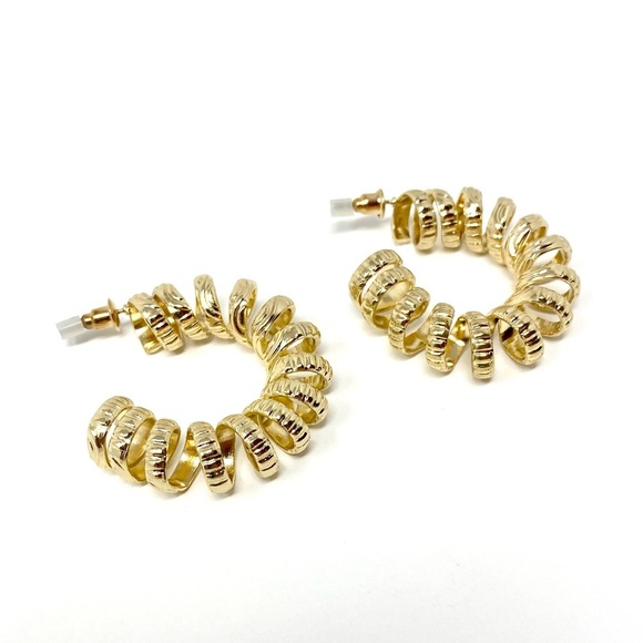 New Free People Gold Hoop Spiral Earrings - Picture 2 of 5